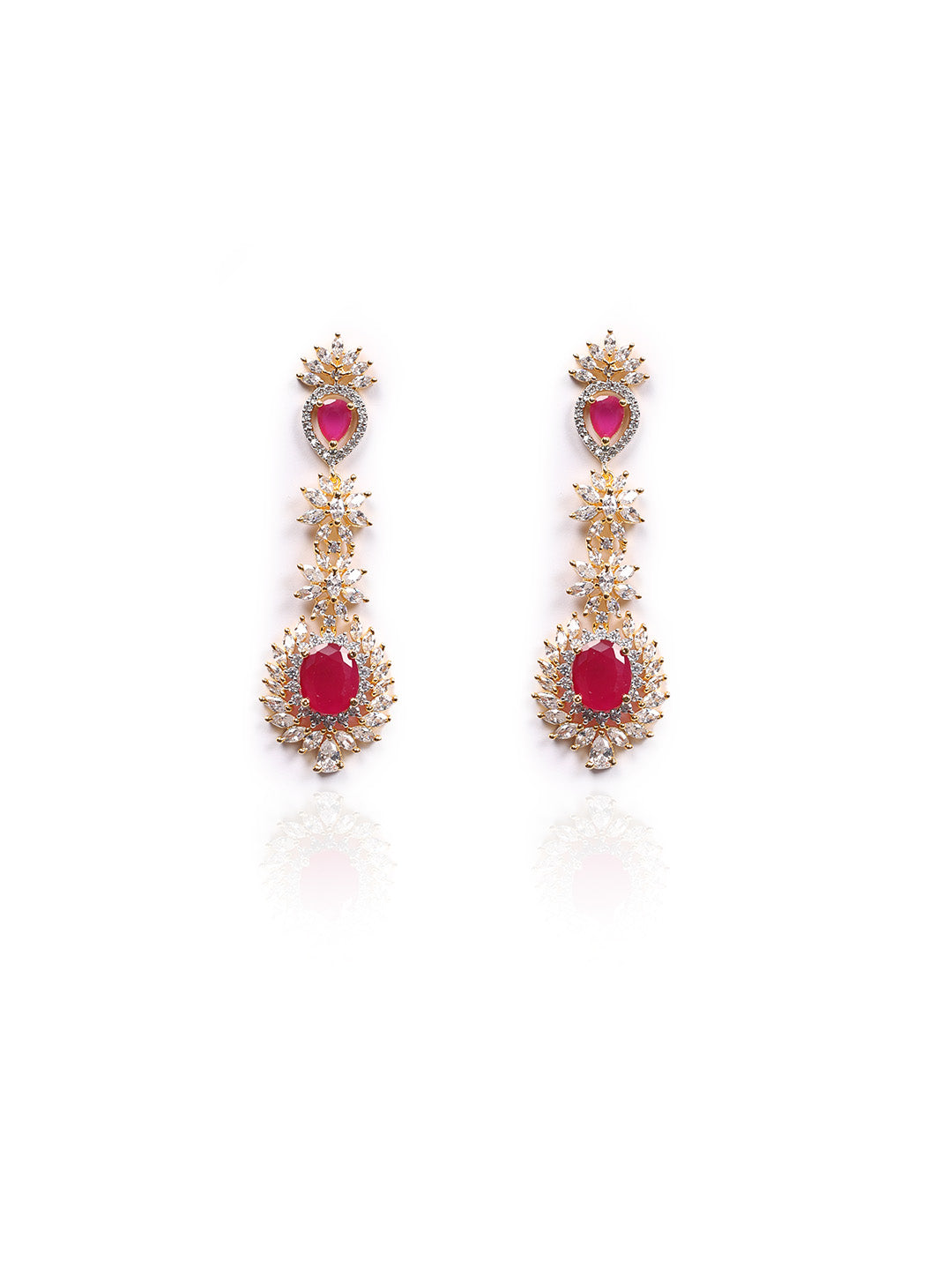 Golden AD Necklace Set With Earrings