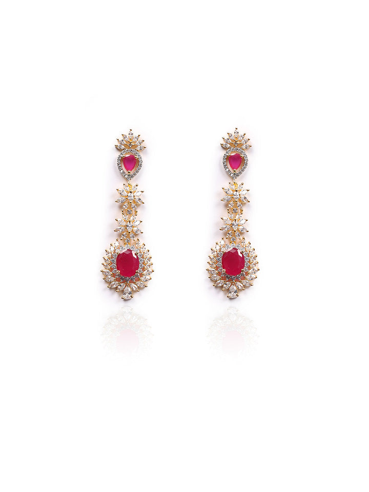 Golden AD Necklace Set With Earrings