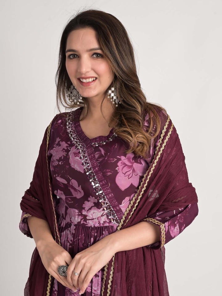 Printed Cotton Kurta With Pants &amp; Dupatta