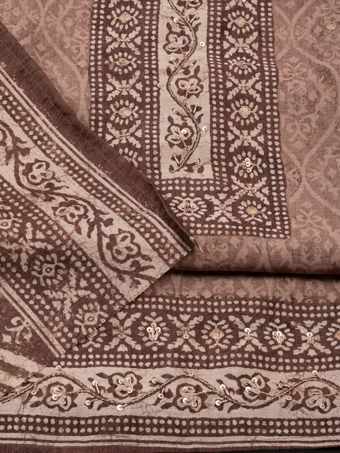 Printed Chanderi Unstitched Suit Piece With Dupatta