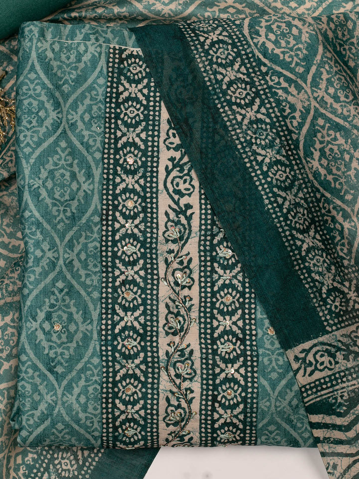 Printed Chanderi Unstitched Suit Piece With Dupatta