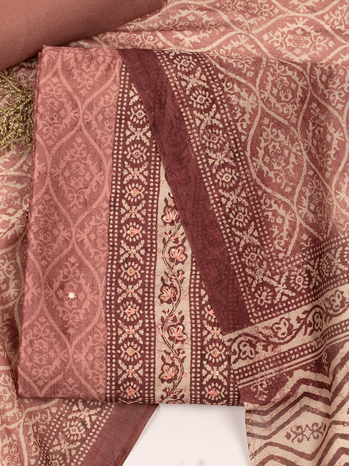Printed Chanderi Unstitched Suit Piece With Dupatta