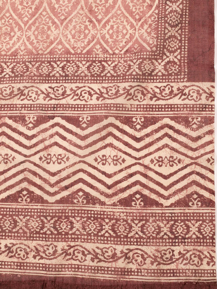 Printed Chanderi Unstitched Suit Piece With Dupatta