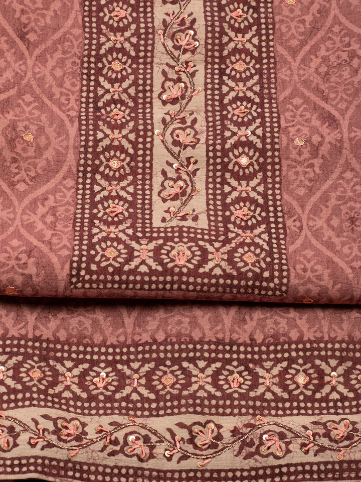 Printed Chanderi Unstitched Suit Piece With Dupatta