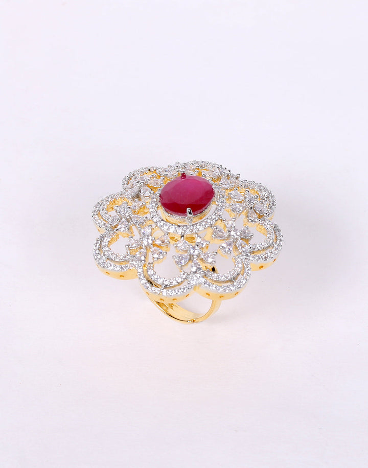 Floral Look Pink Finger Ring