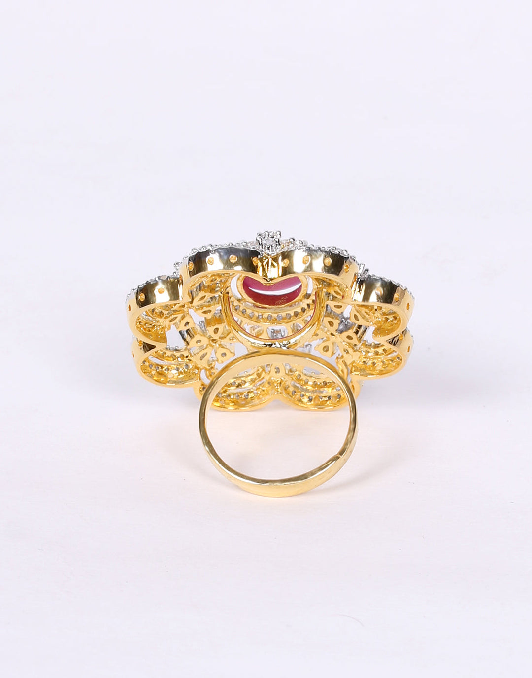 Floral Look Pink Finger Ring