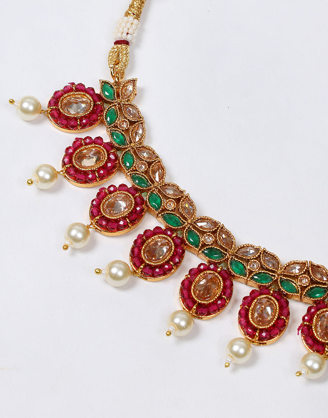 Coloured Stone With Jhumki Necklace Set