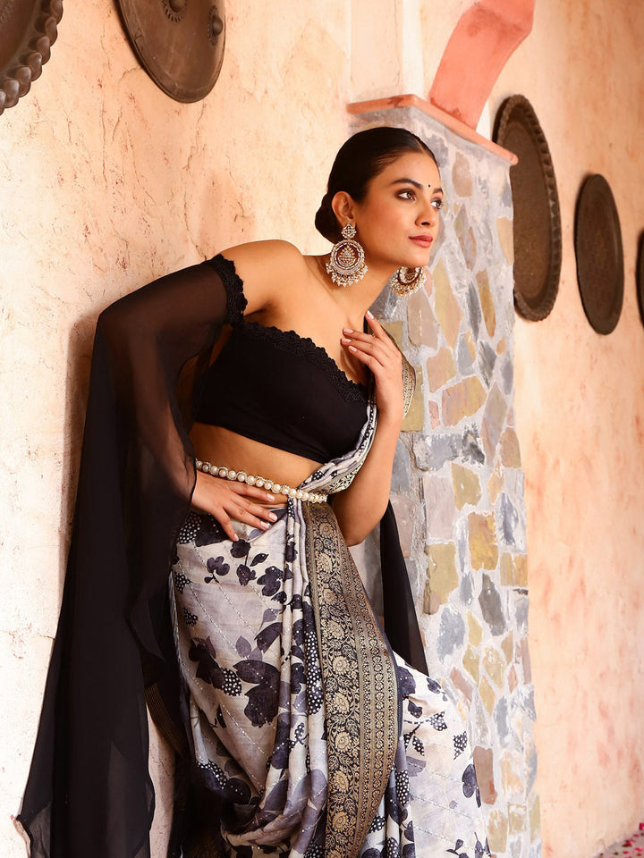 Digital Floral Printed Handloom Saree