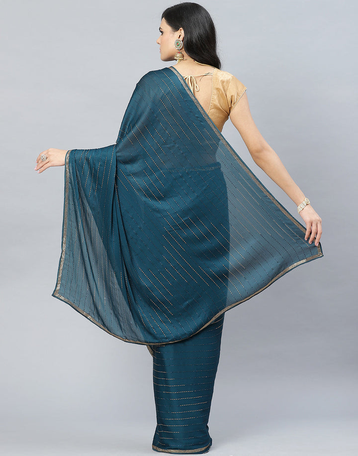 Stone Embroidered Chiffon Saree