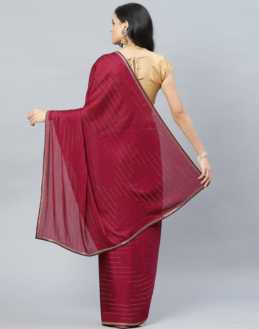 Stone Embroidered Chiffon Saree