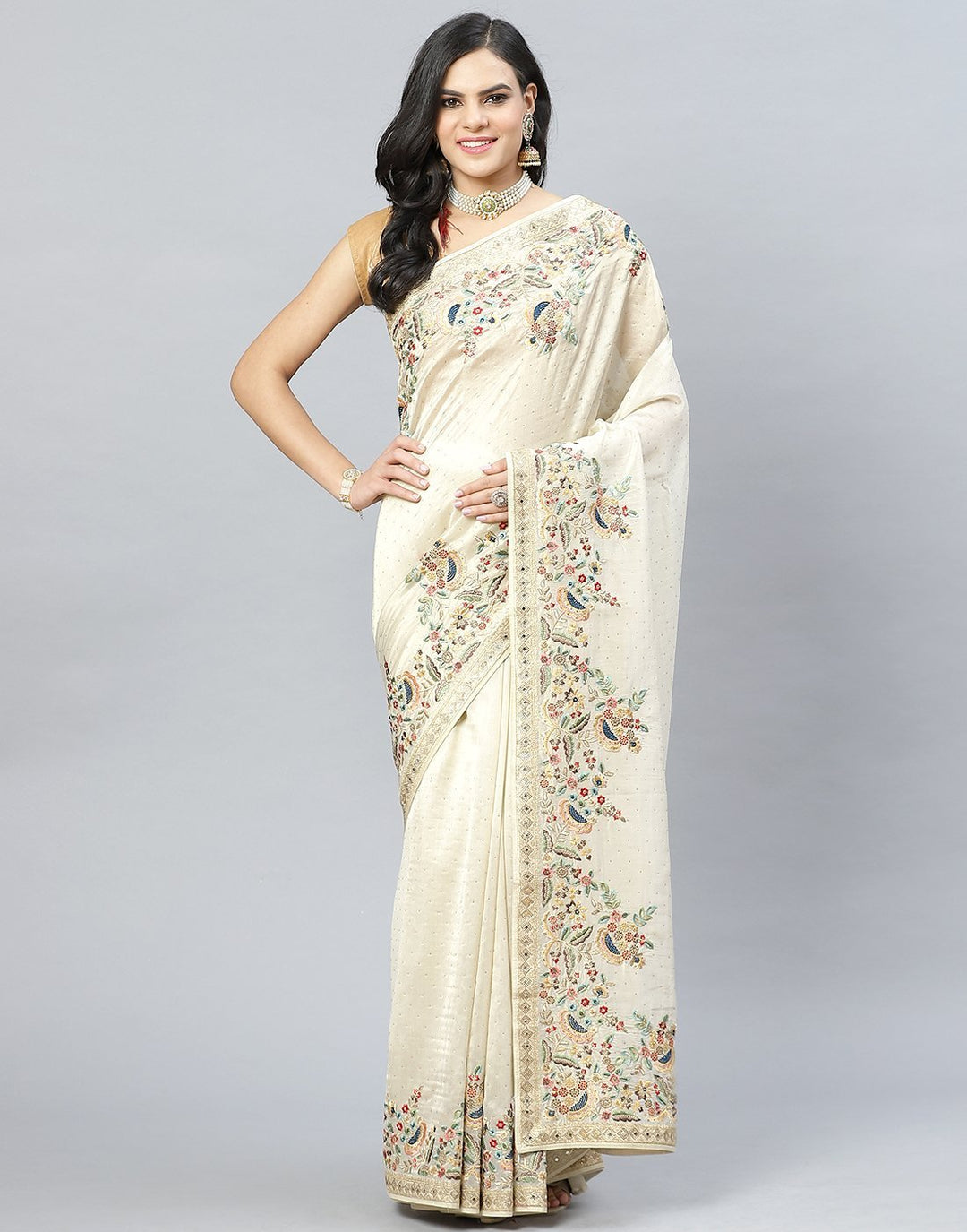 Banarasi Tissue Woven Embroidery Saree