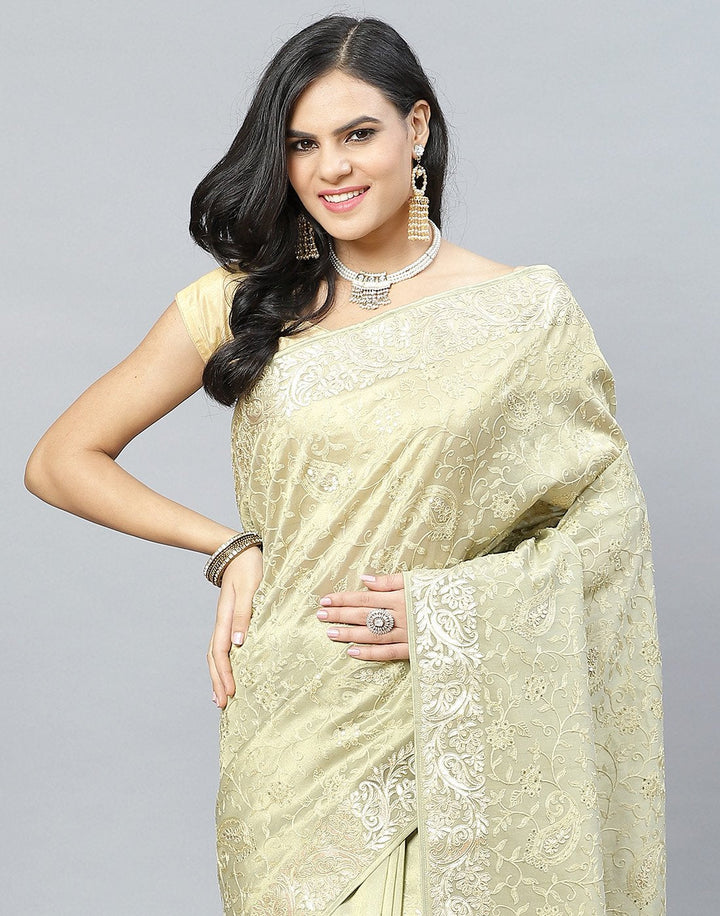 Banarasi Tissue Woven Embroidery Saree