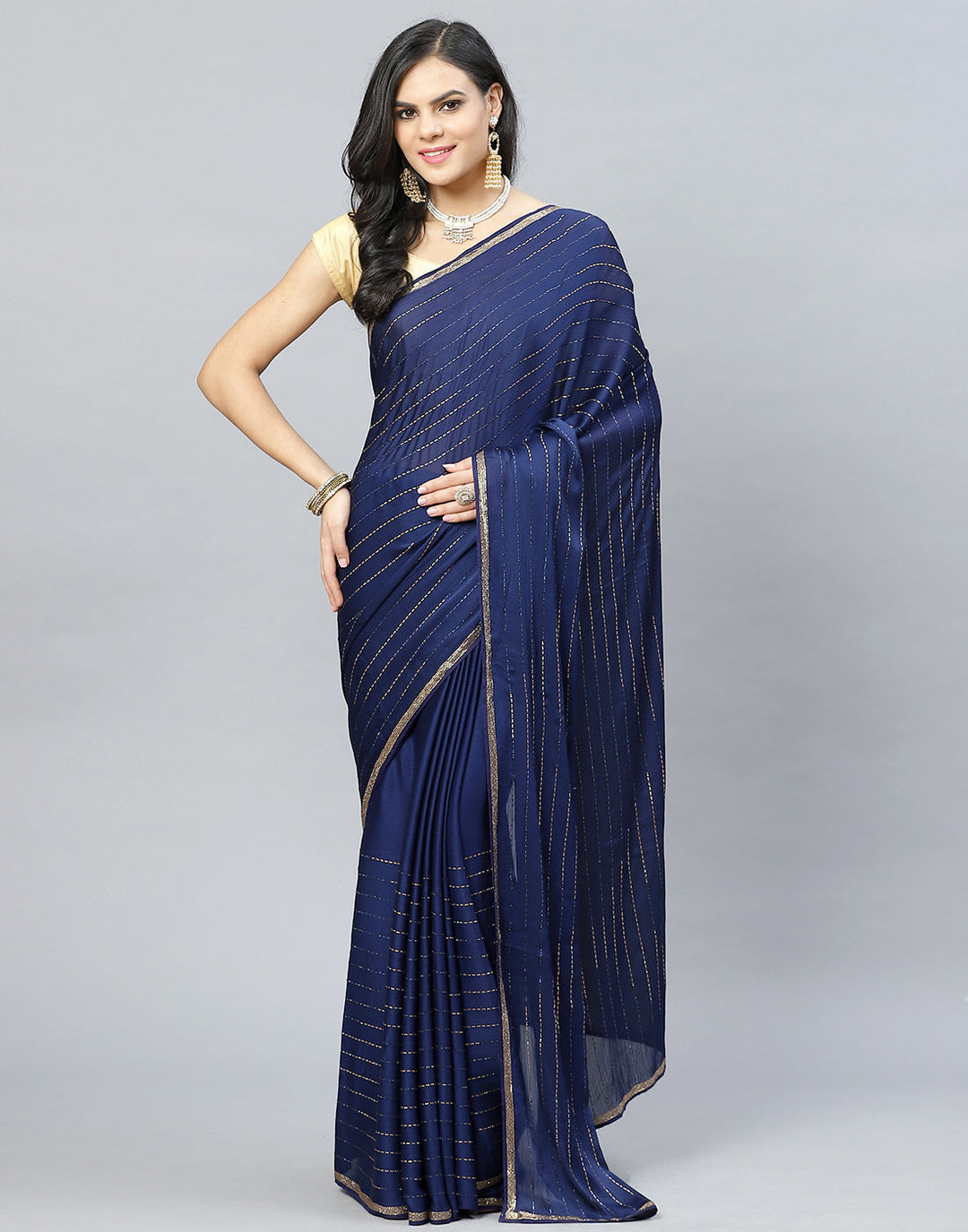 Stone Embroidered Chiffon Saree