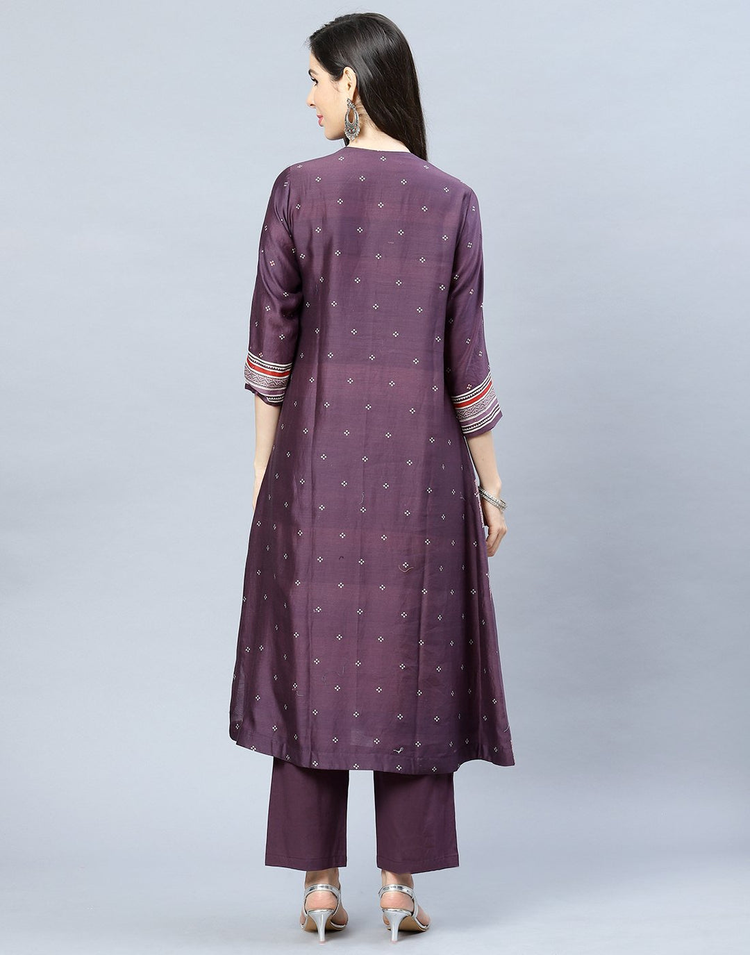 Chanderi Kurti Pant Set with Yoke Detail