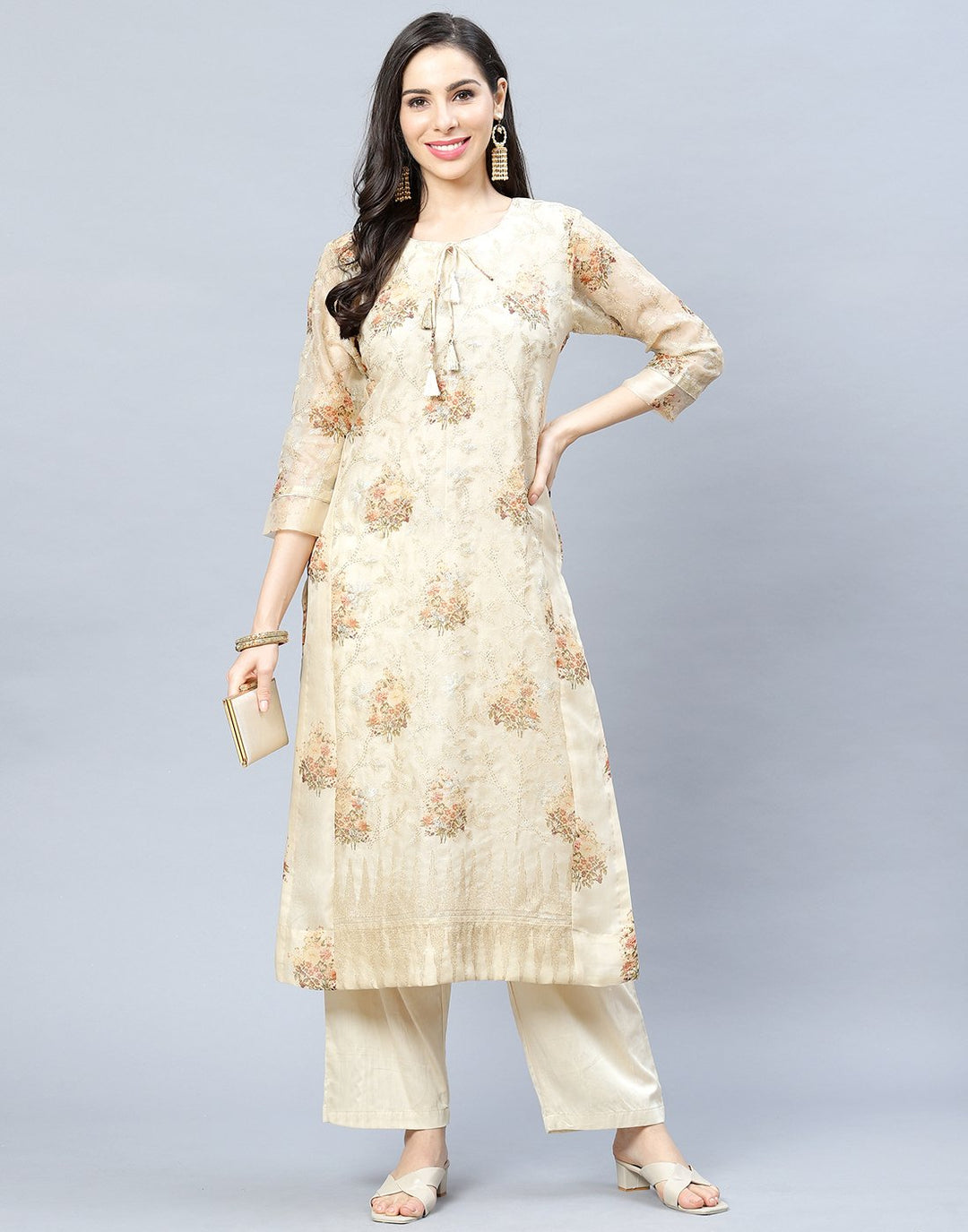Organza Printed Kurti Pant Set