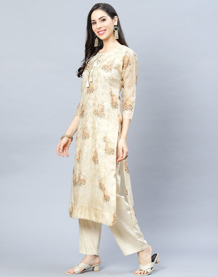 Organza Printed Kurti Pant Set