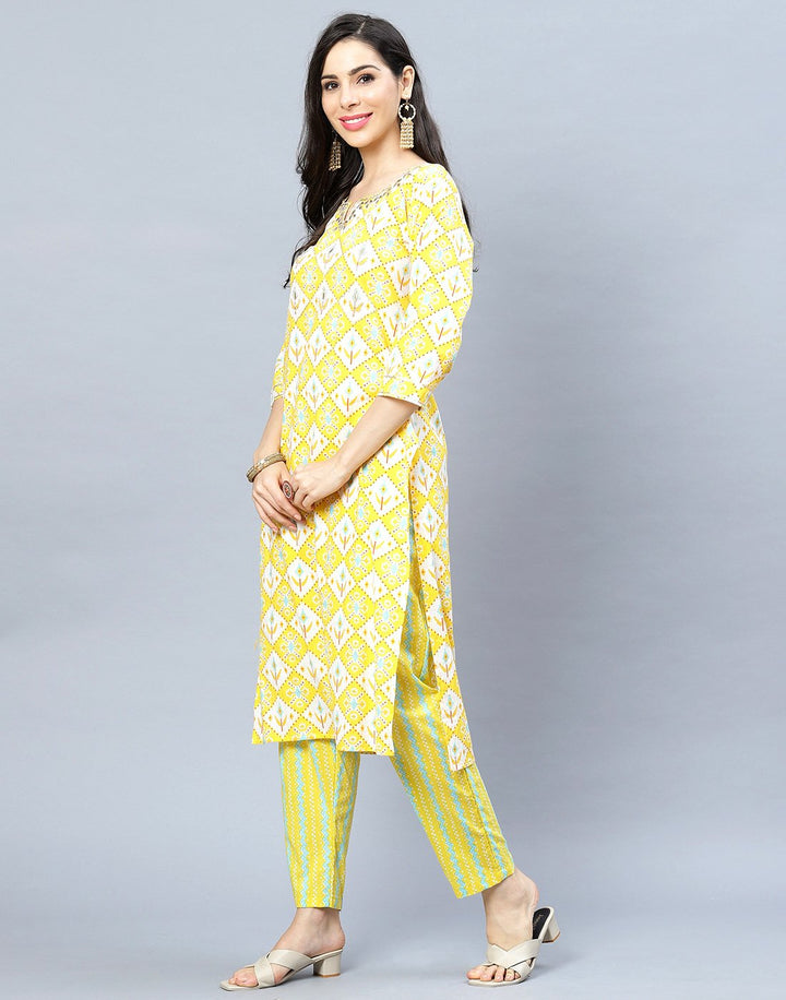 Cotton Printed Kurti Set with Gota Detail