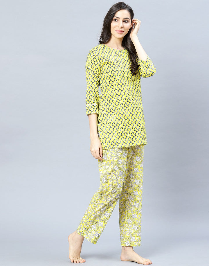 Printed Cotton Short Kurti Set