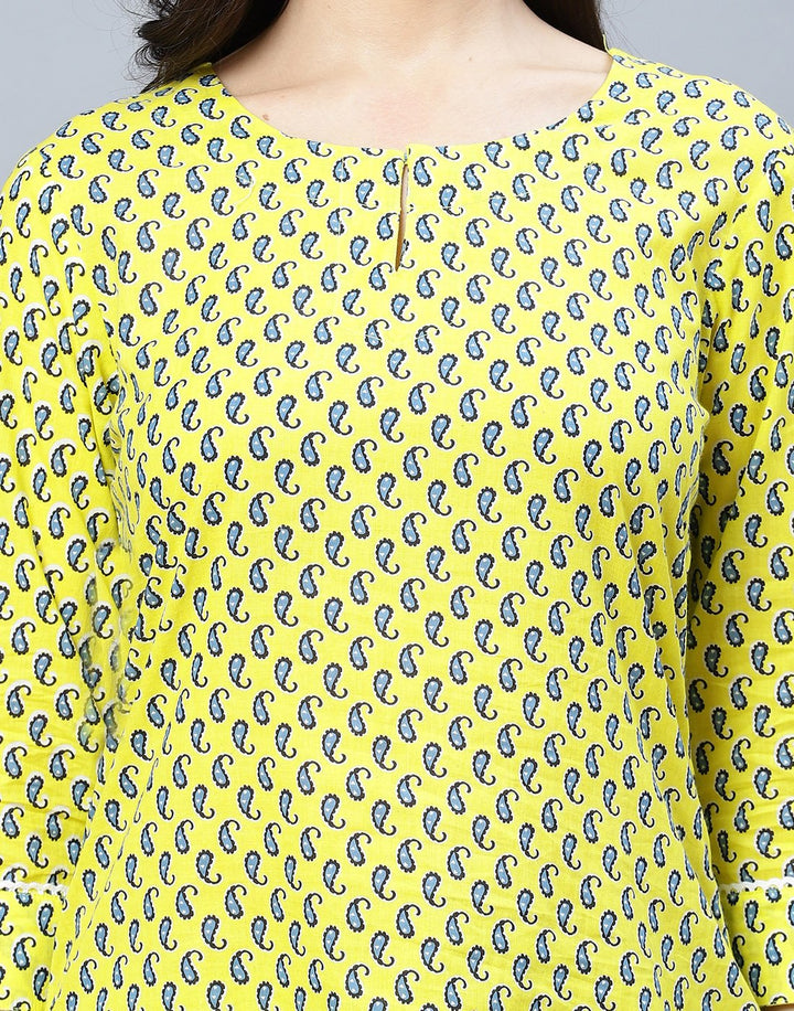 Printed Cotton Short Kurti Set