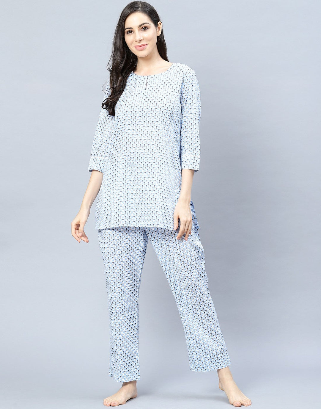 Printed Cotton Short Kurti Set