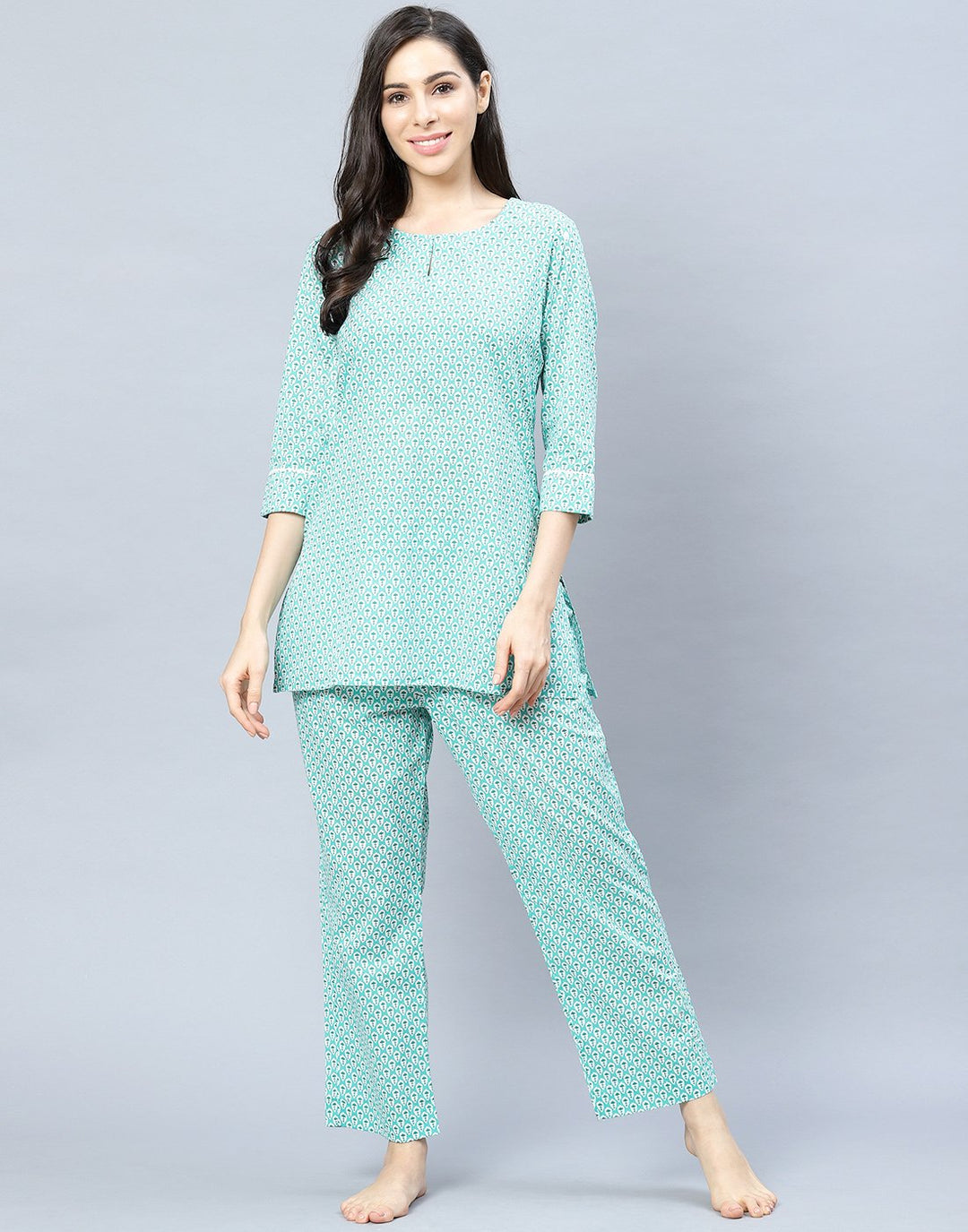 Printed Cotton Short Kurti Set