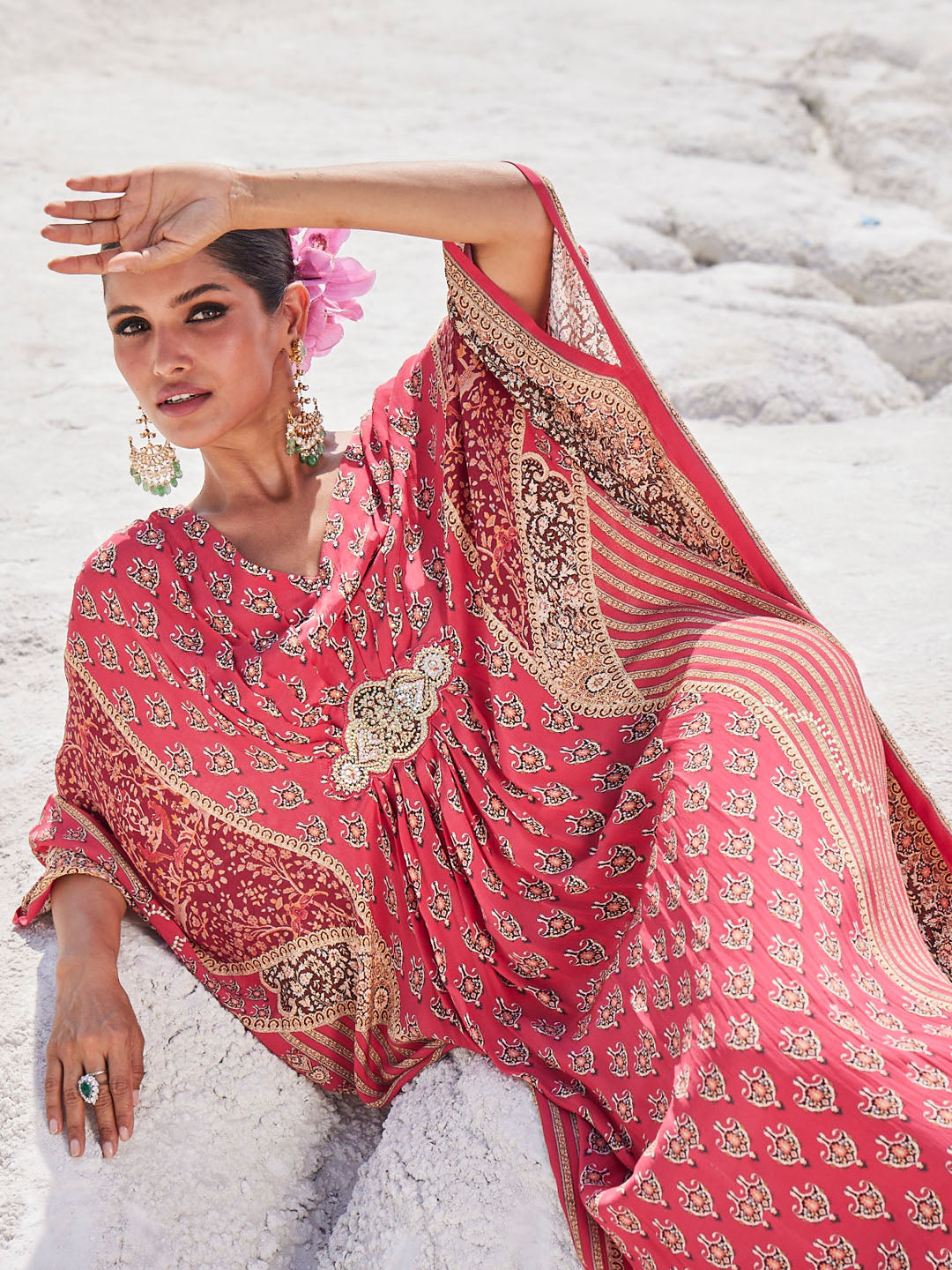 Digital Floral Printed Crepe Gown