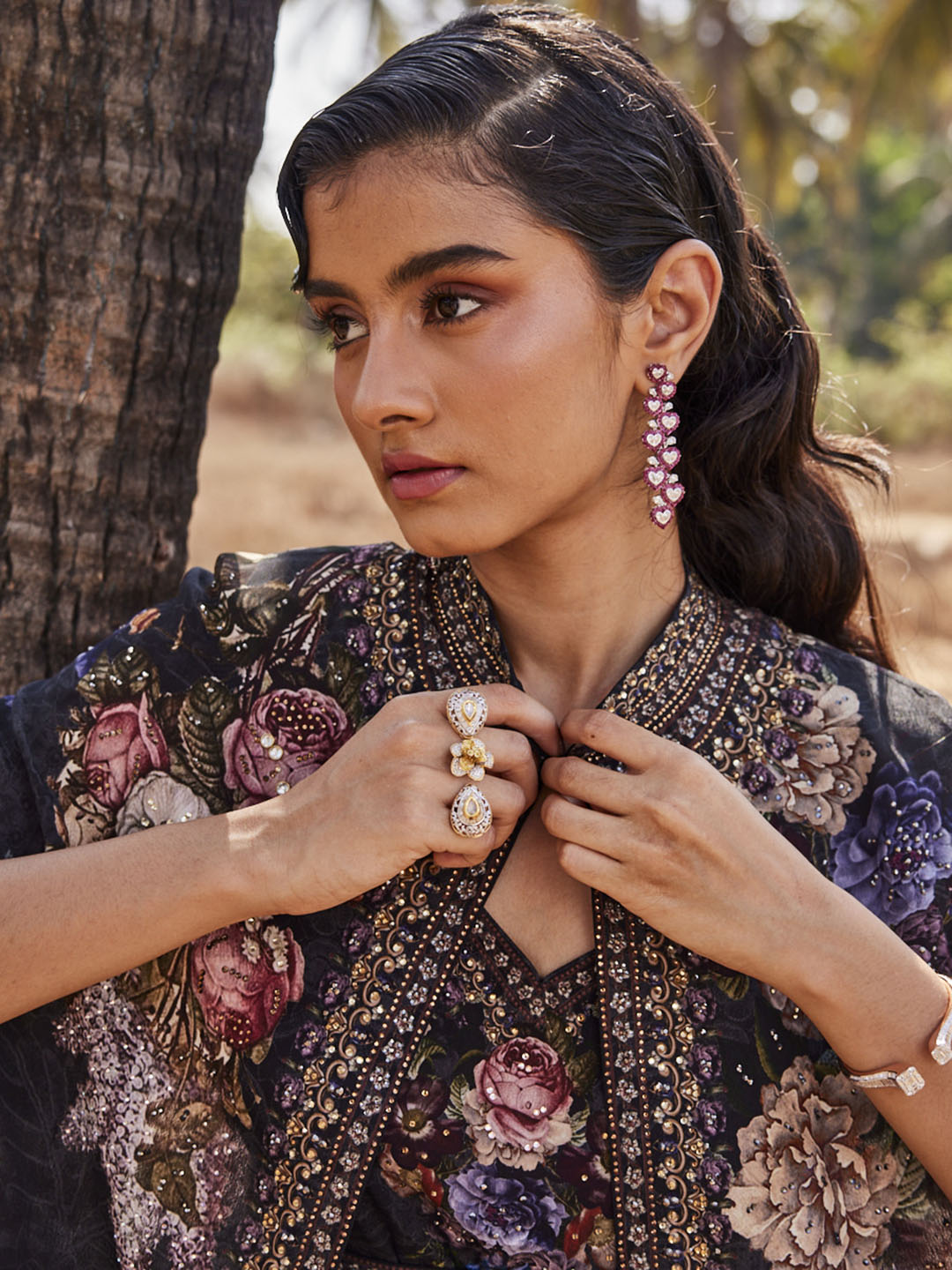 Digital Floral Printed Crepe Kaftan Dress