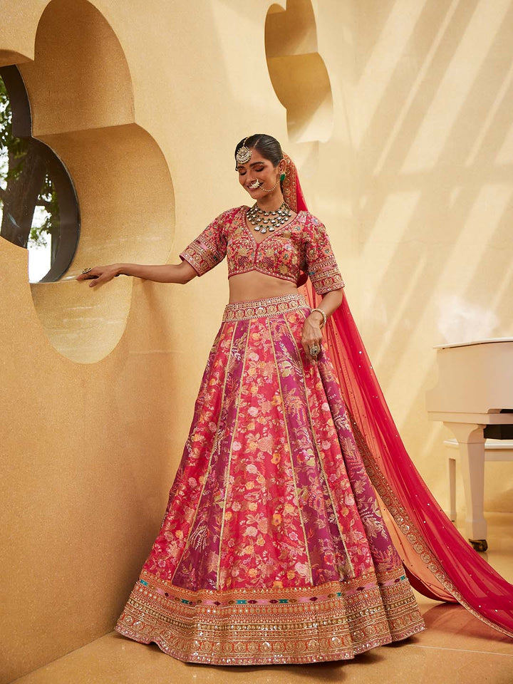 Zari Embroidered Banarasi Choli With Lehenga &amp; Dupatta