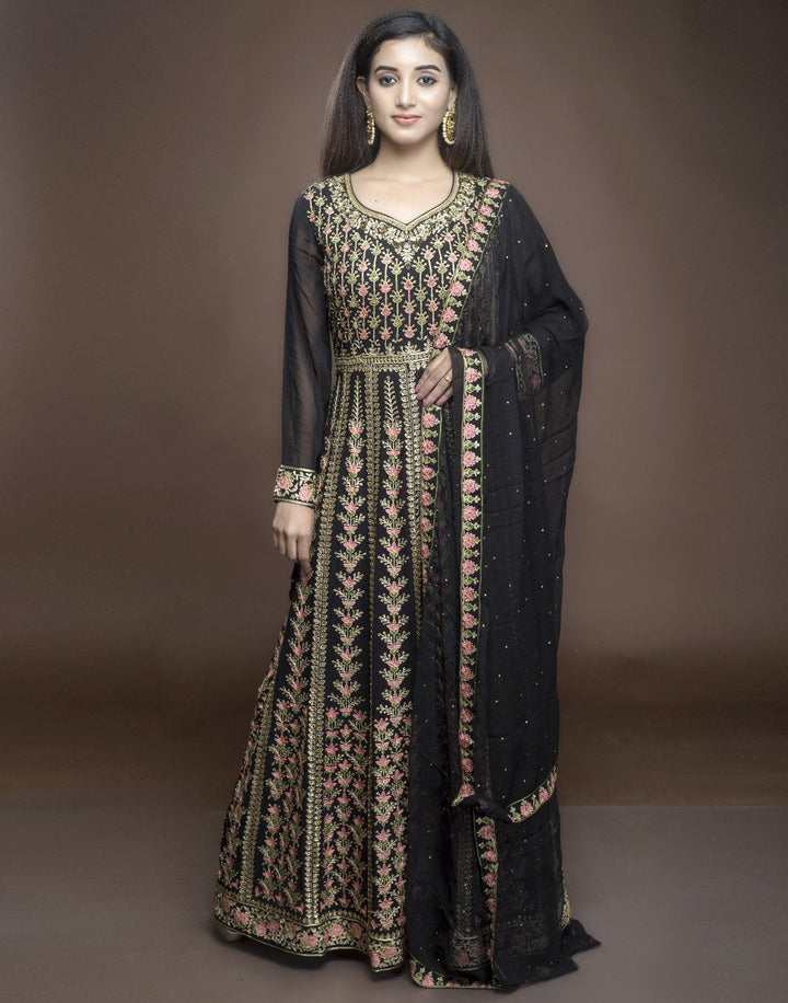georgette embroidered long anarkali