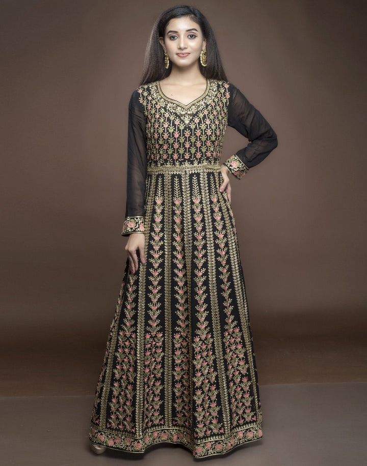georgette embroidered long anarkali