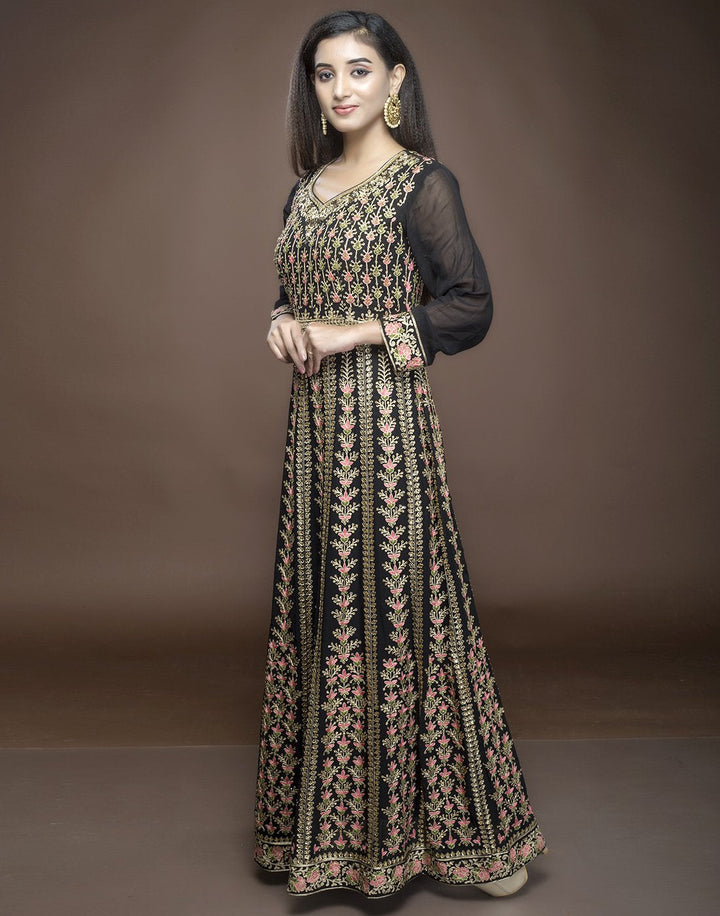 georgette embroidered long anarkali