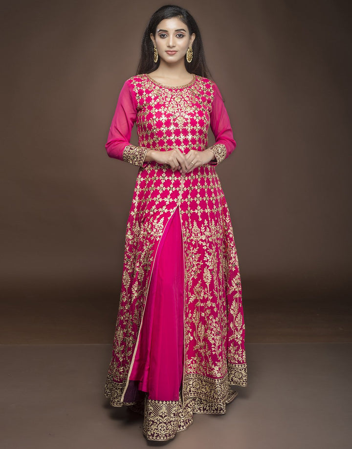georgette embroidered long anarkali with skirt
