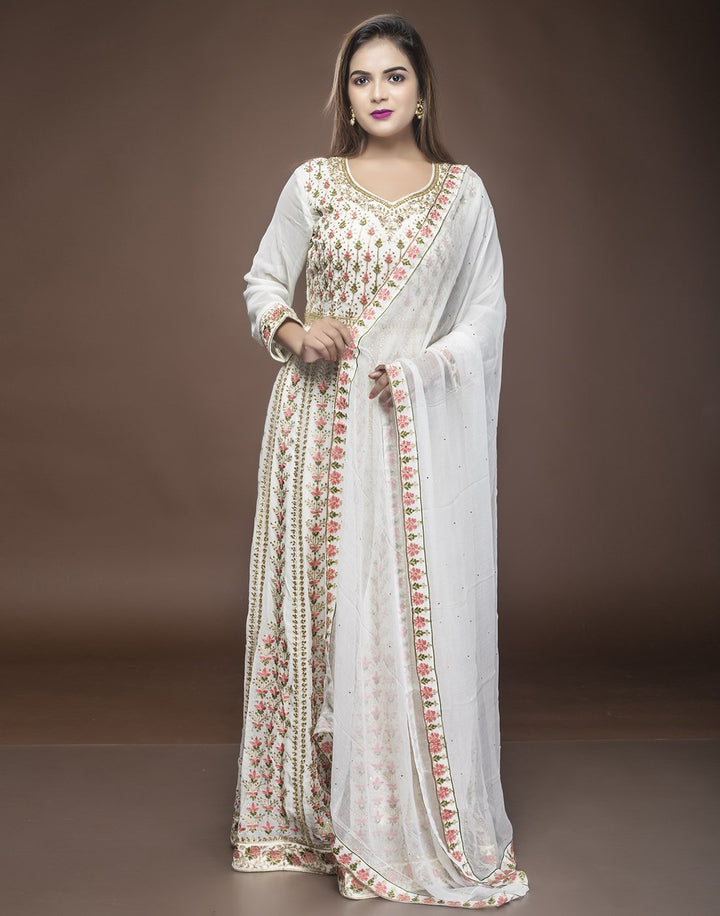 georgette embroidered long anarkali