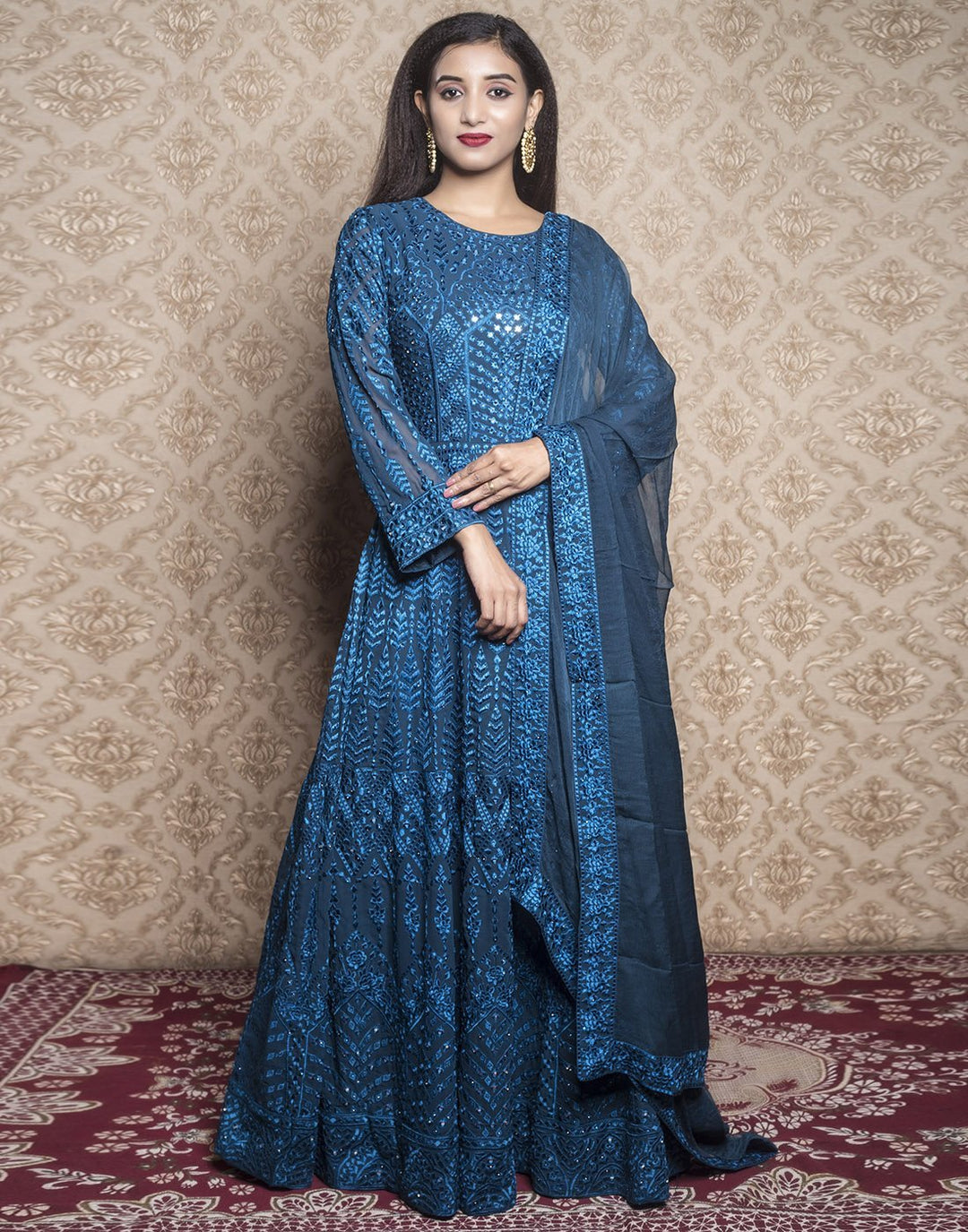 Georgette Embroidered Long Anarkali