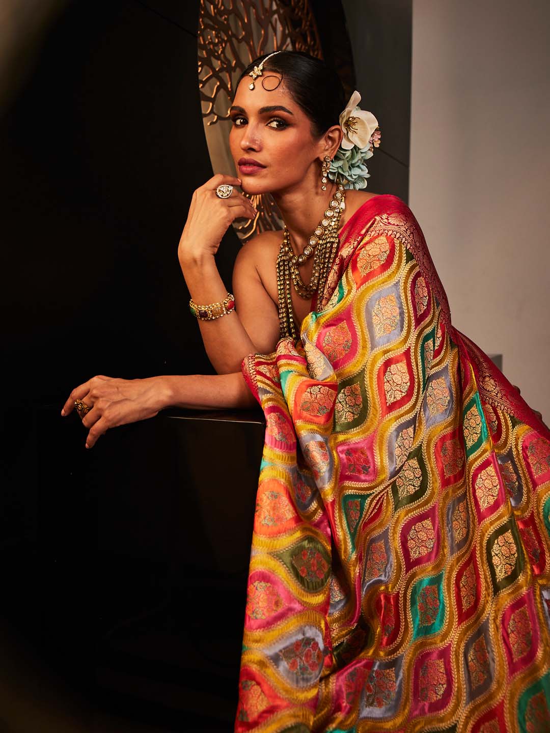 Zari Jaal Woven Satin Saree