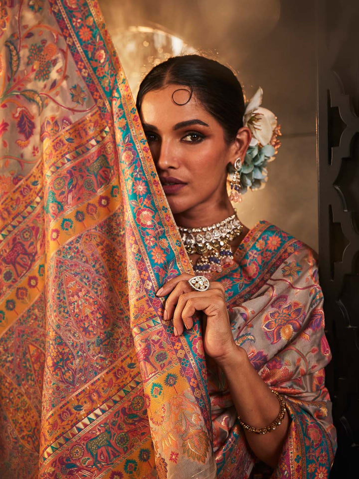 Zari Jaal Woven Organza Saree