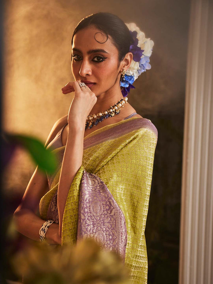 Brocade Zari Jaal Woven Crepe Saree