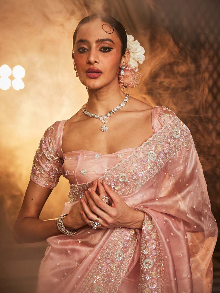 Booti Embroidered Tissue Saree