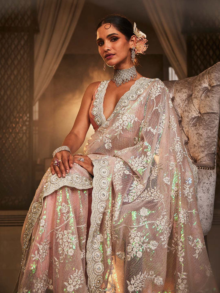 Stone Embroidered Net Saree