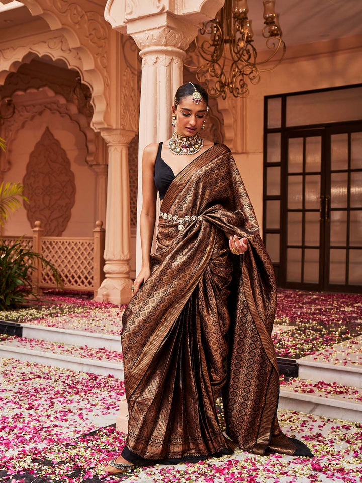 Brocade Plain Crepe Saree
