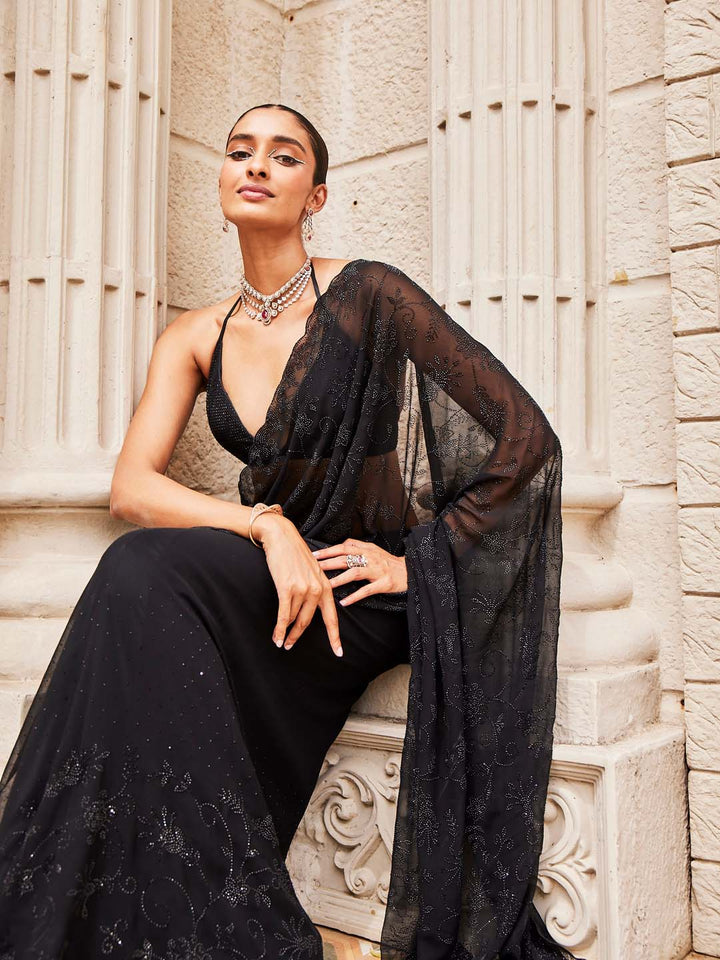 Swarovski Jaal Embroidered Georgette Saree
