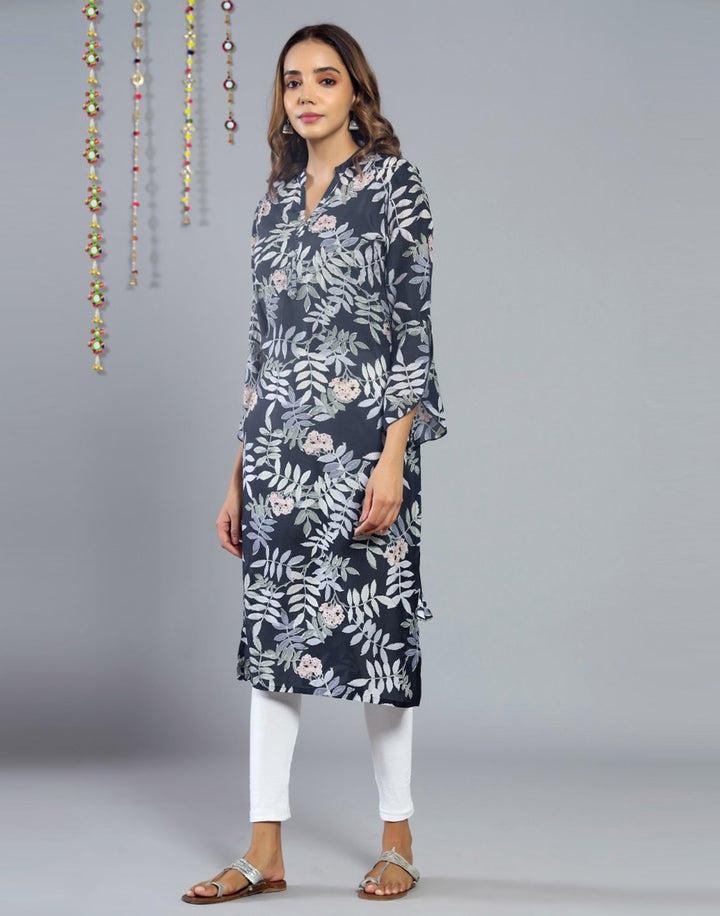 Floral Print Cotton Muslin Kurti