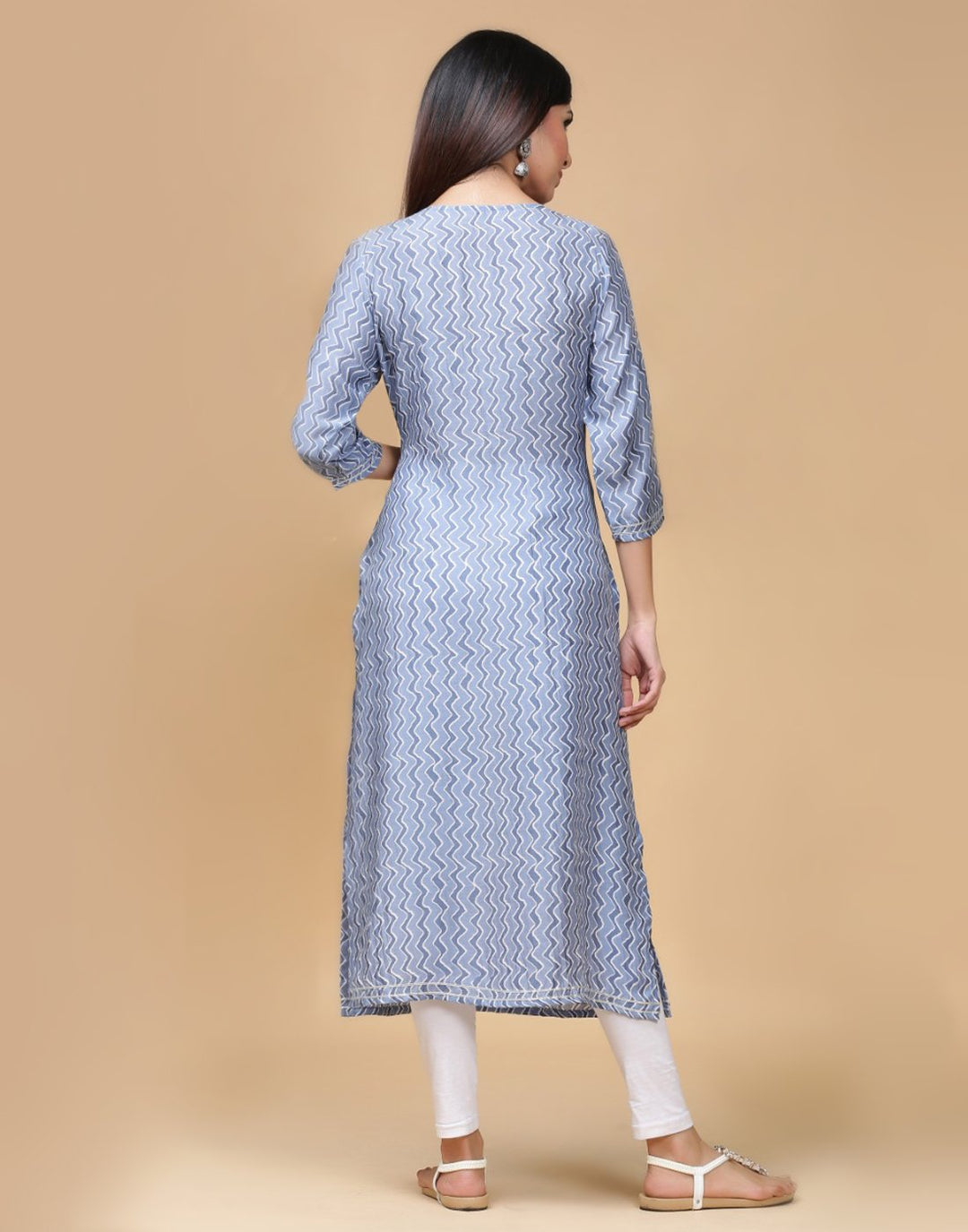 Printed Cotton Muslin Kurti With Yoke Work