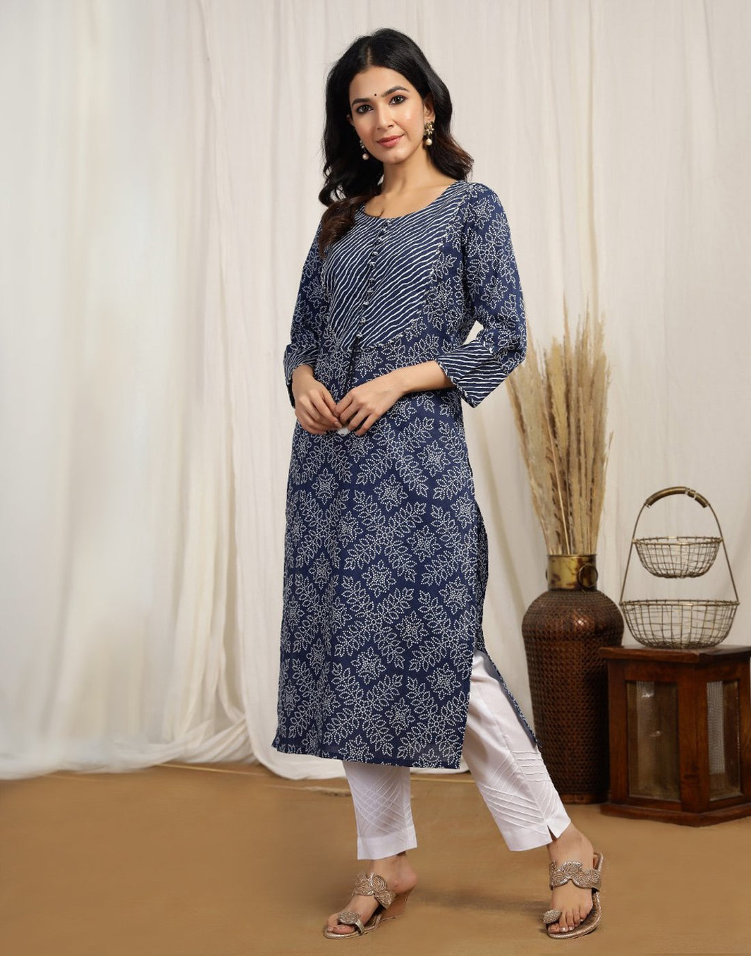 Printed Cotton Kurti with Yoke Detail