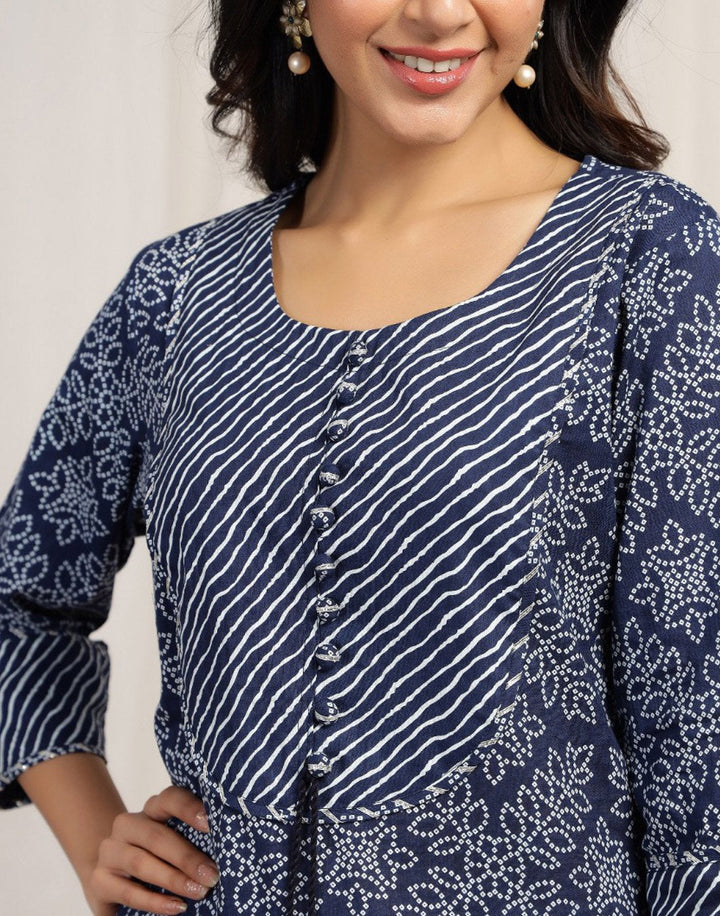 Printed Cotton Kurti with Yoke Detail