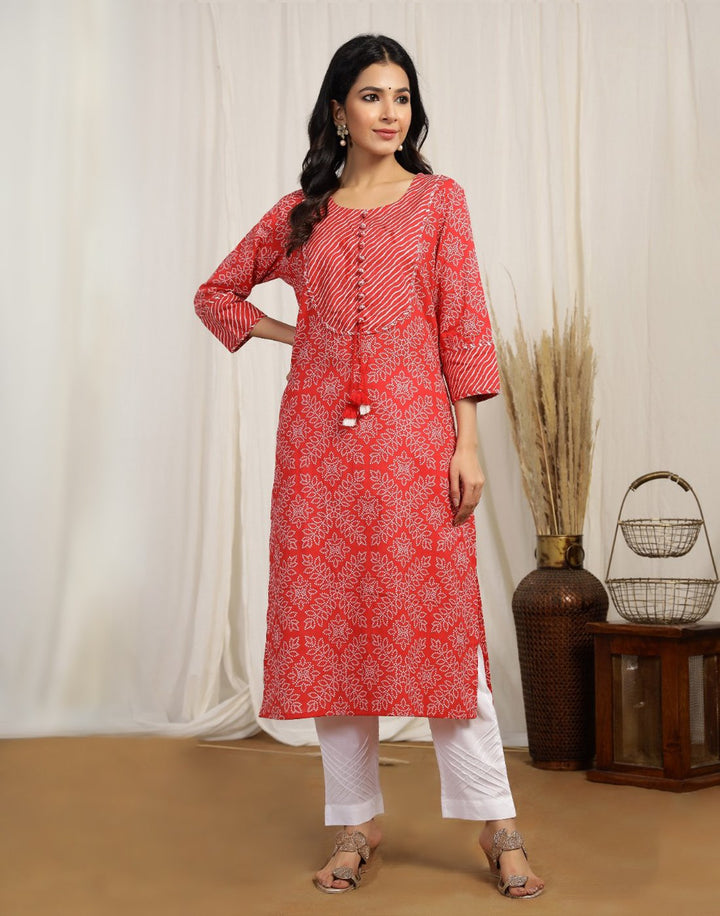 Printed Cotton Kurti with Yoke Detail