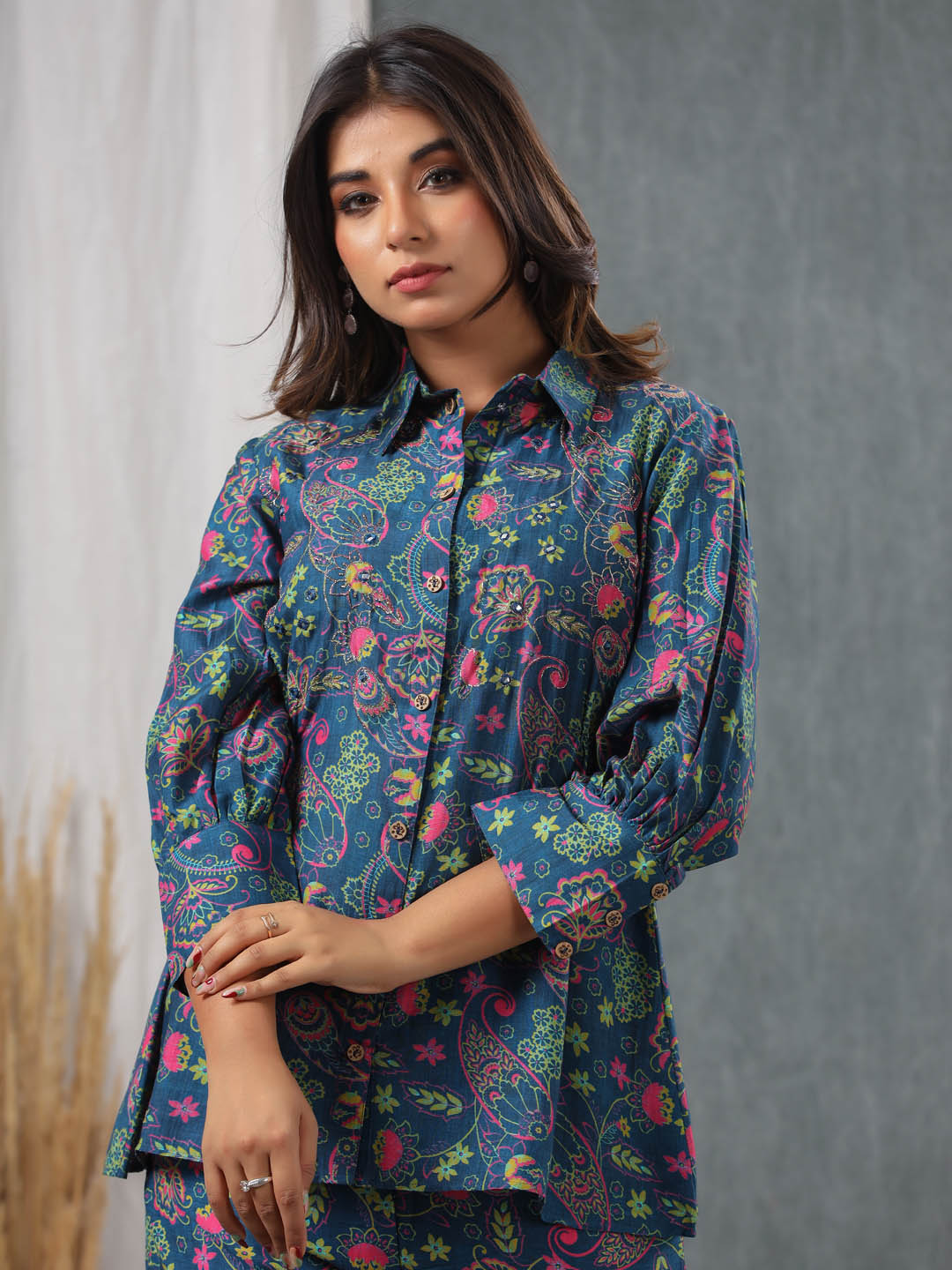 Printed Muslin Shirt Kurti With Pants