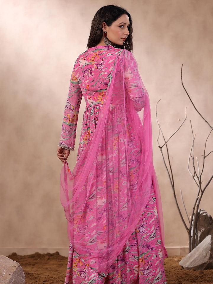Printed Anarkali Cotton Kurta With Dupatta