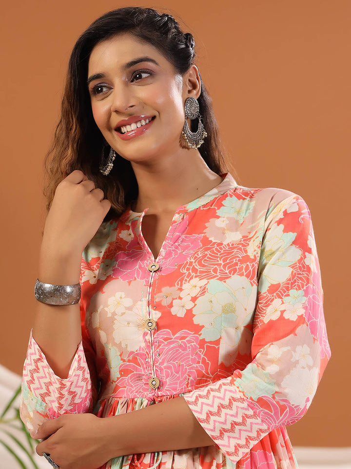 Floral Printed Cotton Kurta With Pants