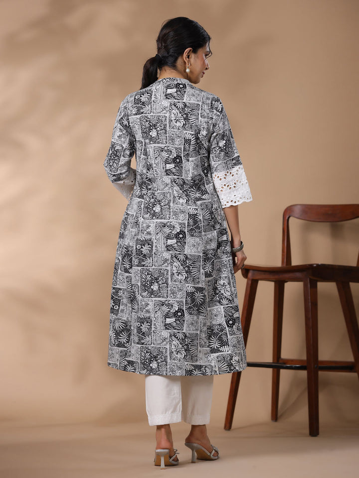 Floral Block Printed Cotton Kurta With Pants